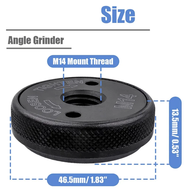 【NEW】M14 Thread Angle Grinder Clamping Nut, Quick Release Nut Replacement Angle Grinder Lock Nut - Black