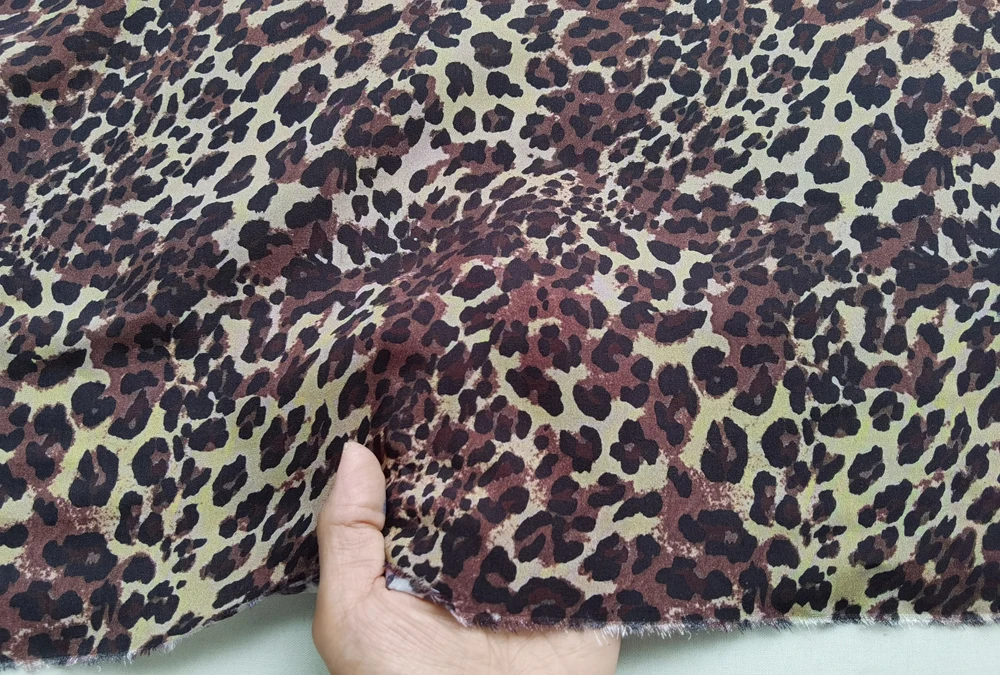 55\'\' Wide By Meter Africa Leopard Fabric Soft Dress Abaya Material Viscose Rayon