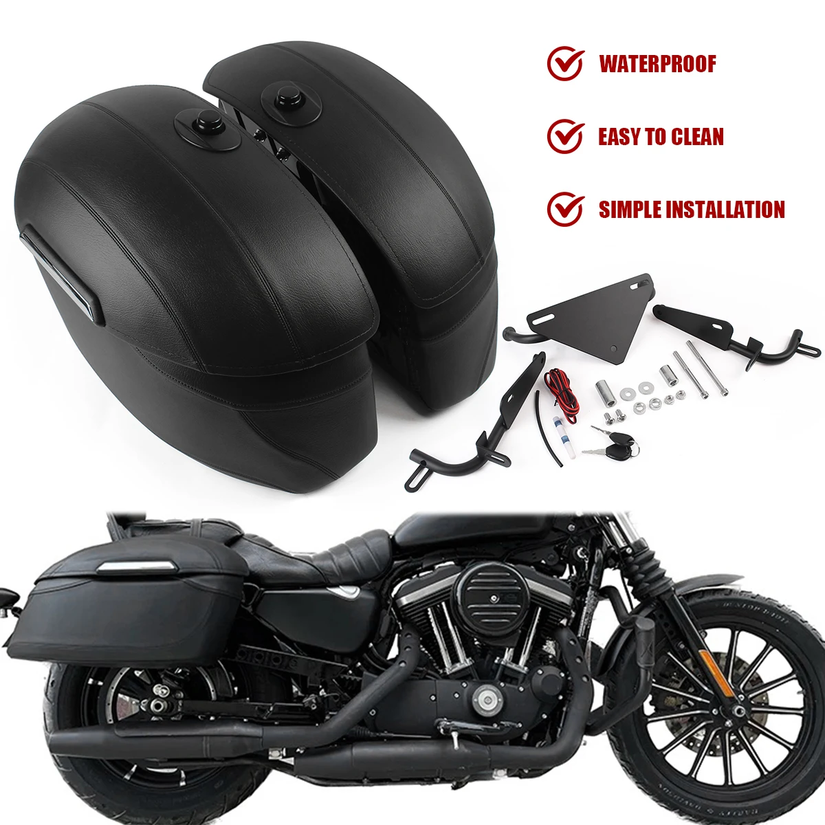 

Motorcycle Trunk Luggage Hard Bags Saddlebags Heavy Duty Bracket Kit For Harley For Harley Sportster 883 1200 2004-2025