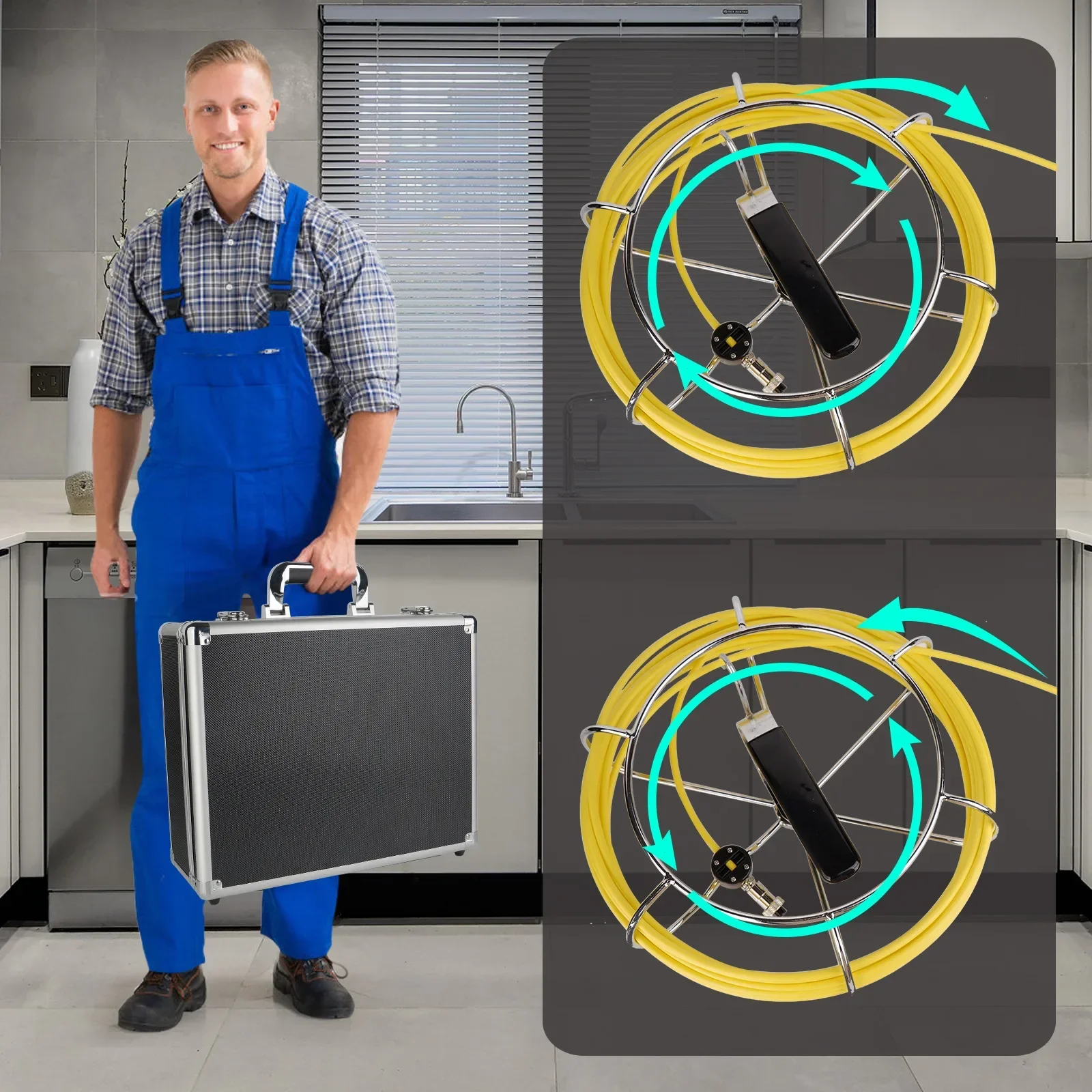 Pipe Endoscope 918D Drain Sewer Duct Inspection Camera Pipeline Borescope 9''LCD HD 1080P 18mm camera  20/30/50M cable