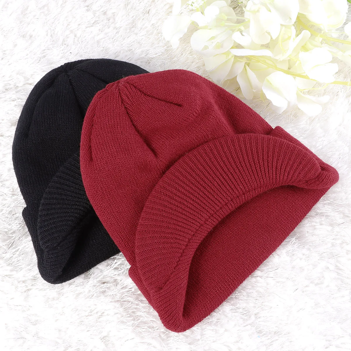 

Thermal Knitted Hat Layered Beanie with Curved Visor Protection from Wind and Sunlight Ideal for Winter Outdoor