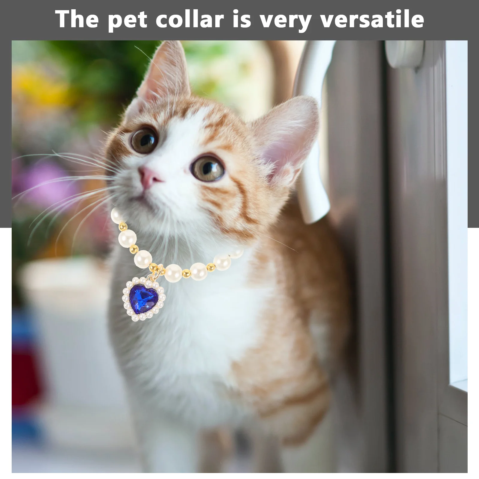

Lovely Pet Simulation Pearl Necklace Collar for Kitten Puppy Adjustable Comfortable Party Celebration Decorative Accessory