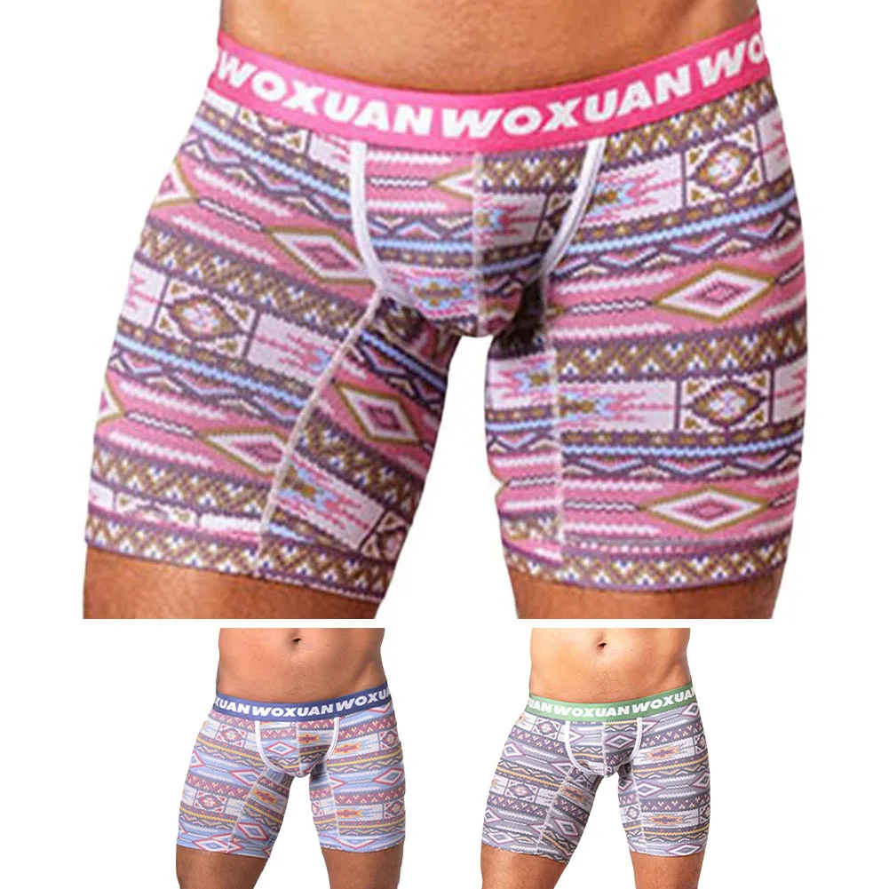 

Men's Athletic Breathable Underpants Long Leg Boxer Briefs with Stretch Cotton Blend for Comfortable Sports and Casual Use