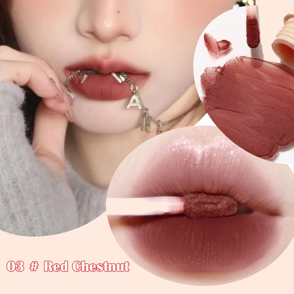 Matte Velvet  Liquid Lipstick Soft Cream Texture Nude Long Lasting Lip Gloss Waterproof Red Lip Tint Cute Women Makeup 6 Colors