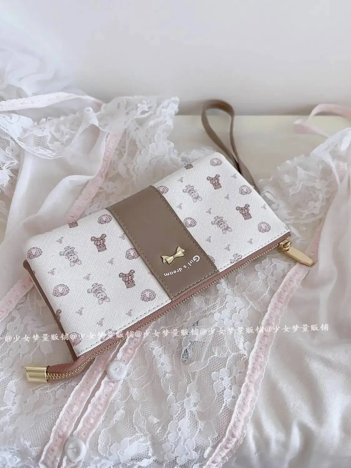 Bloom Rabbit Print Purse For Women Sweet Kawaii Handbag Wallet Card Bag Hot Girls Casual Crossbody Bags Y2k