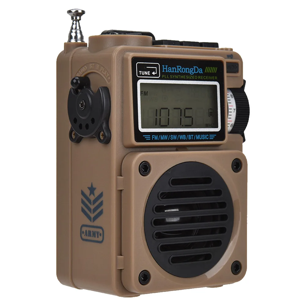 HRD-701 Portable FM/SW/MW/WB Full-Band Digital Radio, Subwoofer Sound Quality Bluetooth TF Card Playback Radio