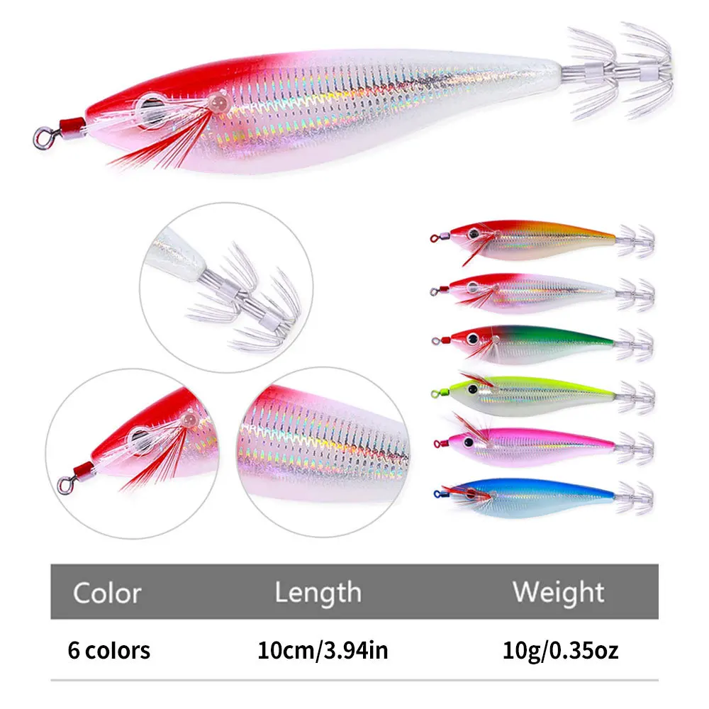 Sea.Yolo 10cm10g Luminous Fishing Lure Wood Shrimp Bait Artificial Squid Hook Octopus Cuttlefish Hard Baits For Sea Fishing