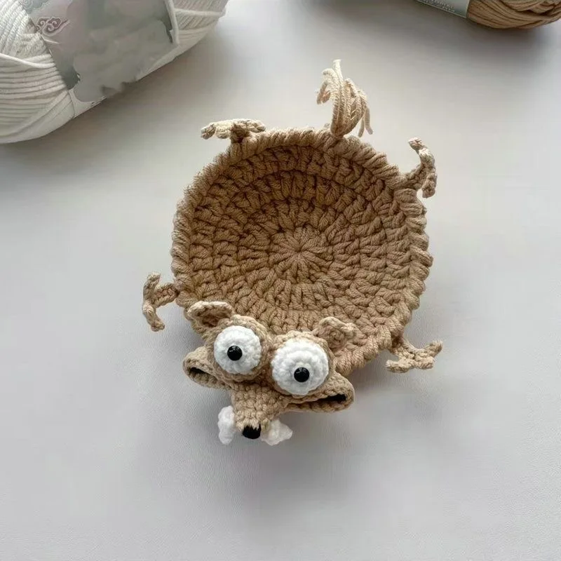 

Funny Crochet Squirrel Coasters, Funny Woven Coaster, Cute Squirrel Shaped Mug Cup Mat, Cute Knitted Desk Accessories