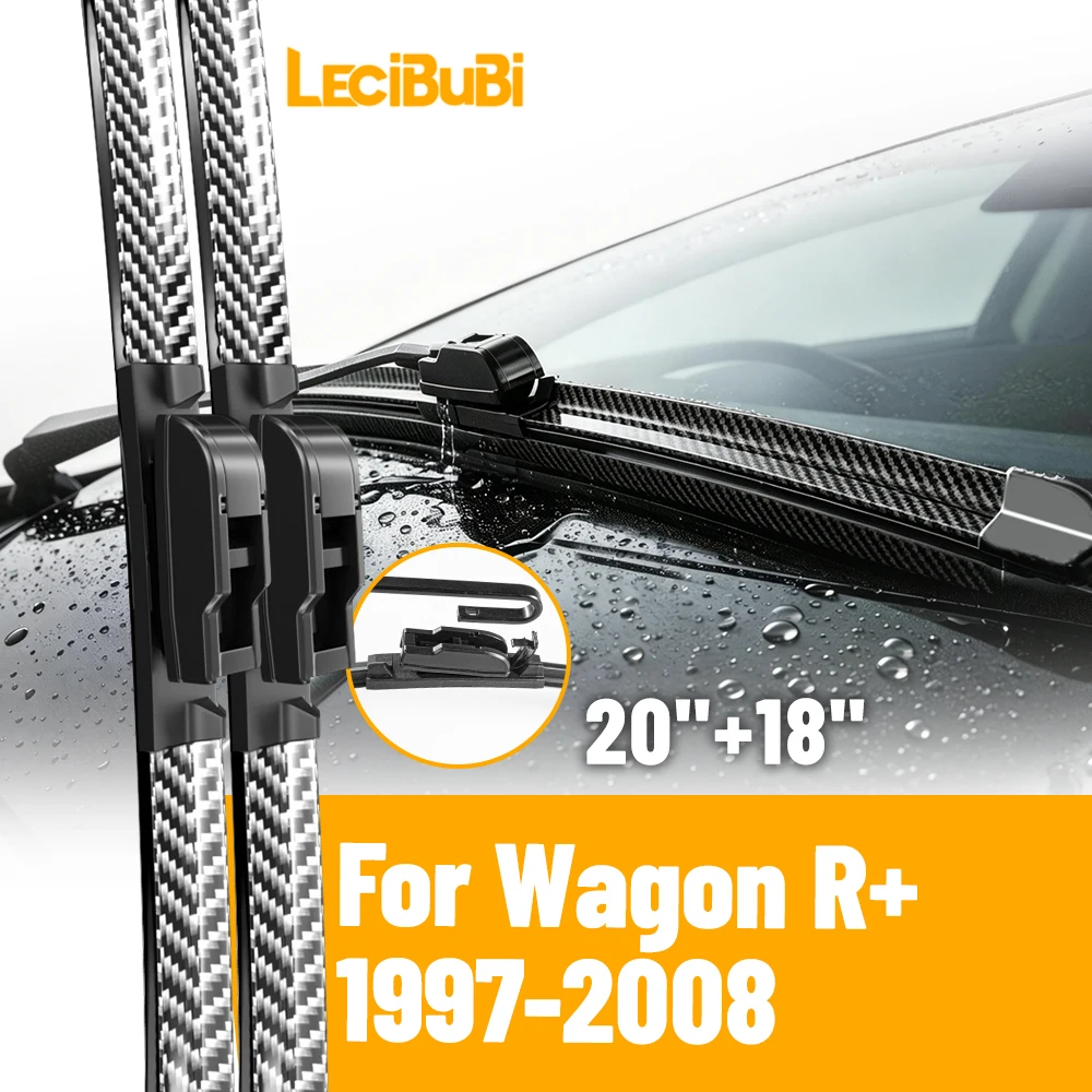 

2pcs Front Windshield Windscreen Wiper Blades For Suzuki Wagon R+ 1997-2008 Carbon Fibre Rubber Brushes Car Accessories 20"+18"