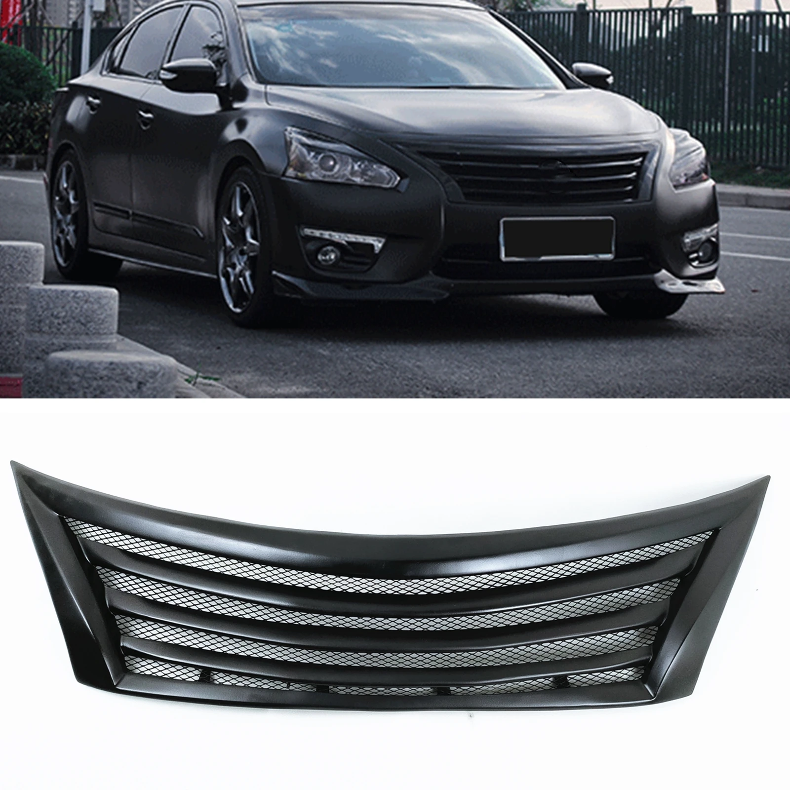 For Nissan Teana Altima 2013 2014 2015 Front Grille Racing Grills Fiberglass/Carbon Fiber Car Upper Bumper Intake Hood Mesh Grid