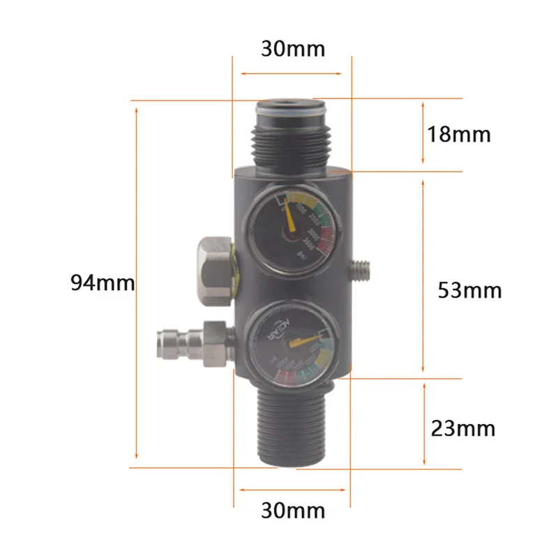 Imagem -06 - Hpa Gás Cilindro Recarga Adaptador Tanque de ar Válvula Reguladora de Alívio de Pressão 300bar 4500psi Saída a 2500psi