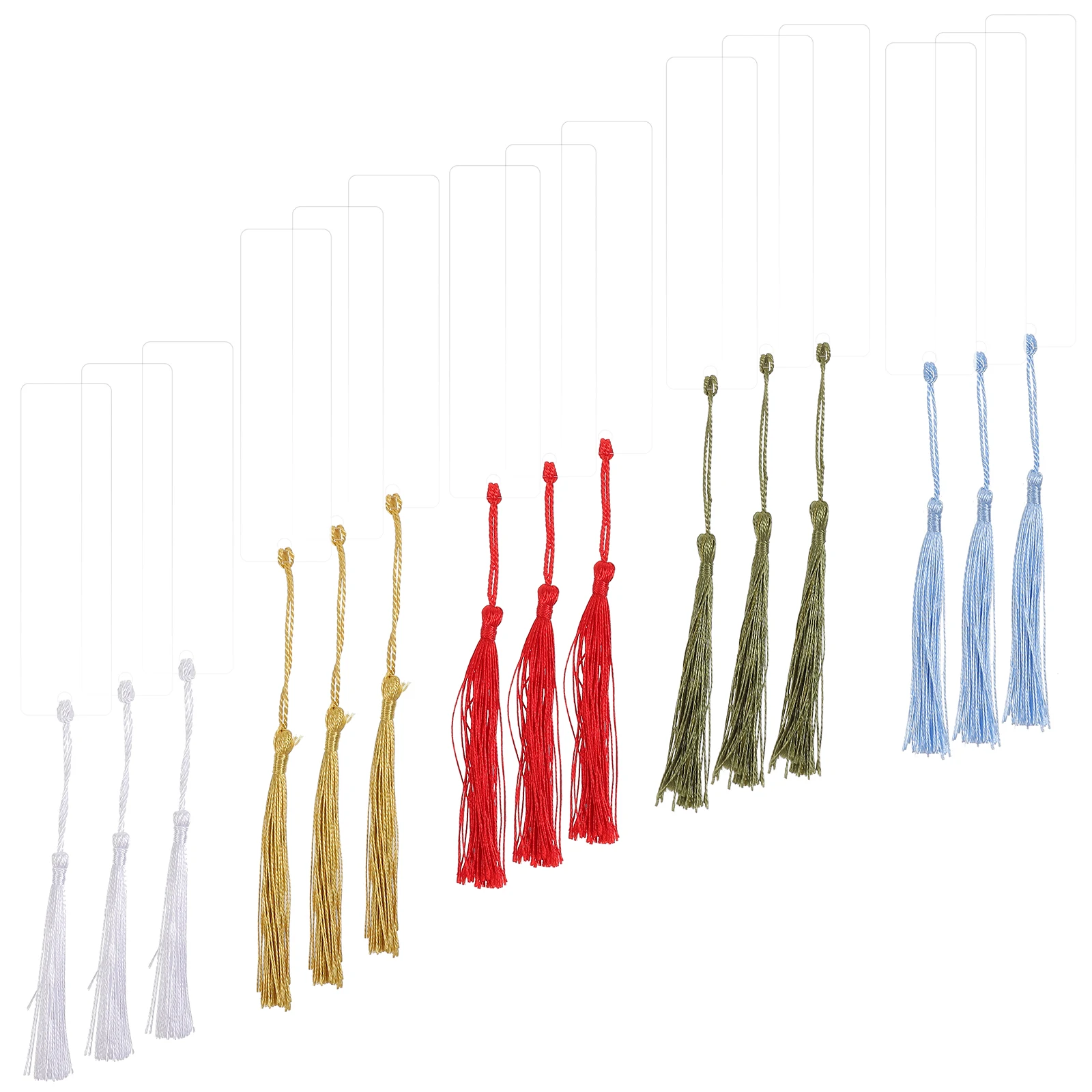 

15 Pcs Blank Acrylic Bookmarks Unfinished Colored Tassels Decorative Gifts Reading Page Markers Thin Lightweight Student
