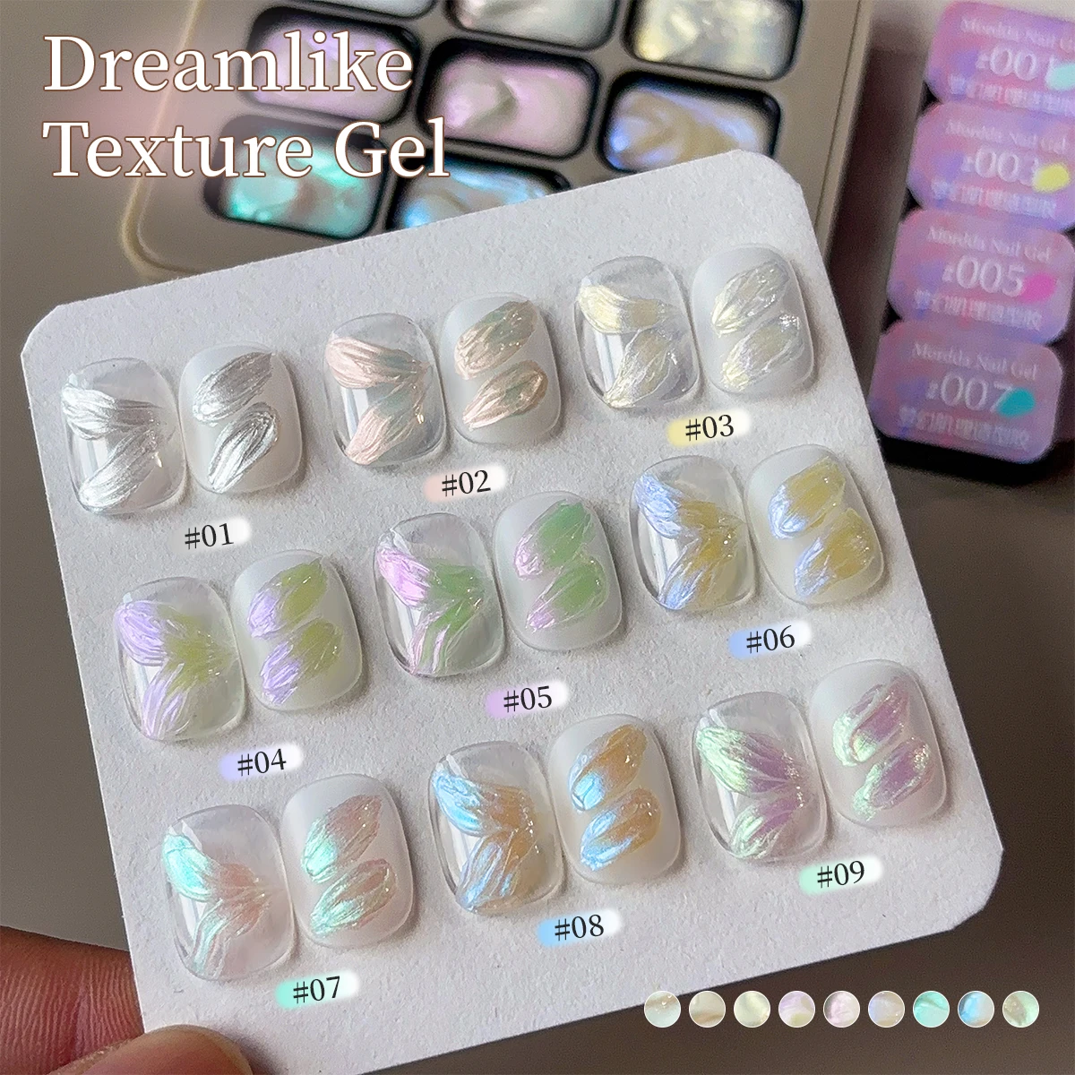 MORDDA – peinture légère satinée à 9 grilles, Gel solide, pigment pour Nail Art, sans lingette, modèles de peinture à l'huile texturée 3D pour manucure, bricolage