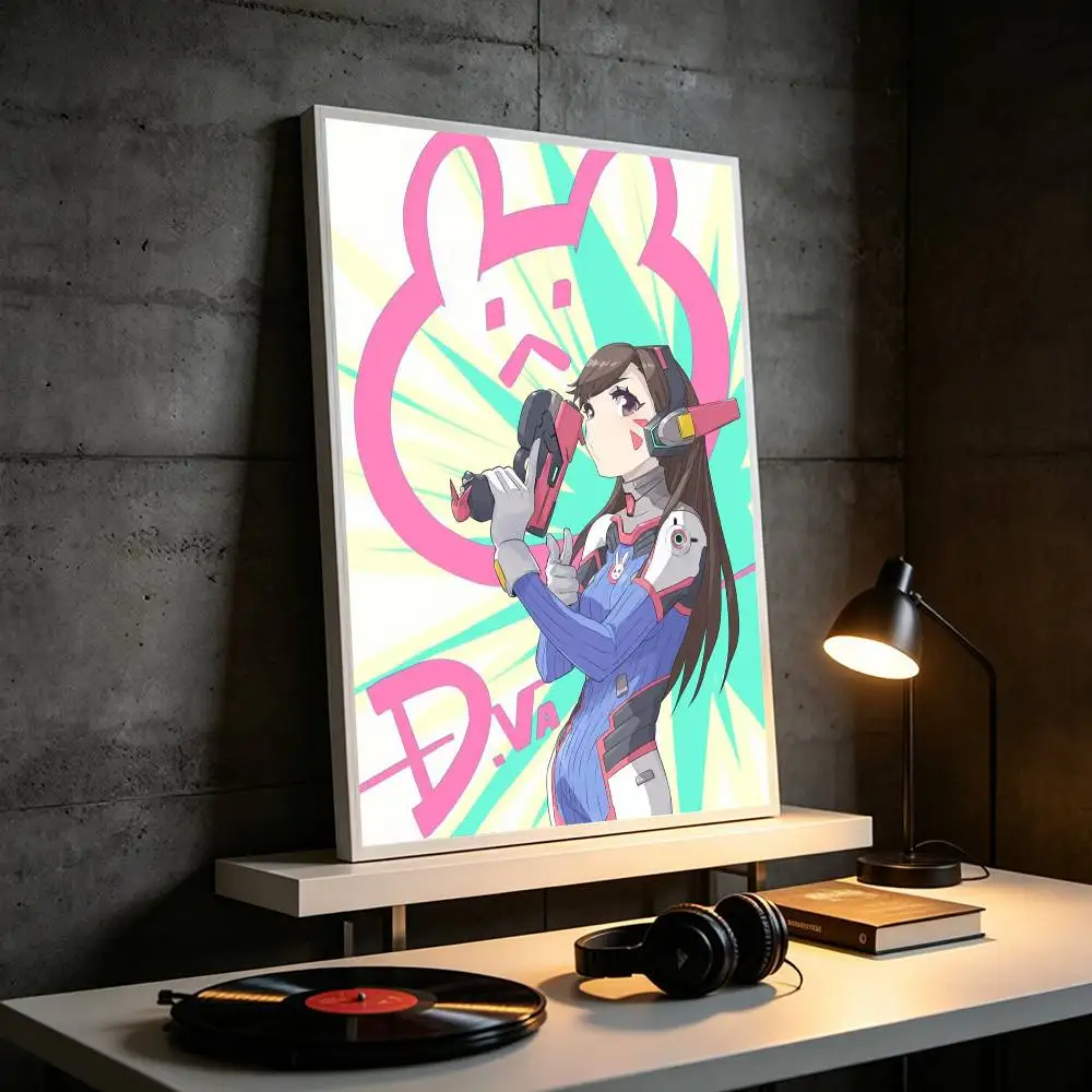 Pop Game Overwatch D.Va  Poster High Quality Dorm Living Room Aesthetic Wall Decoration Painting Stickers Gift
