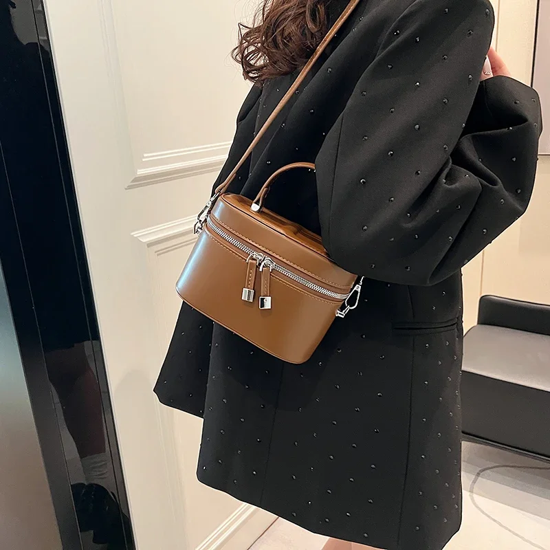 Mini Box PU Leather Shoulder Bag Lady Handbags and Purses Women 2024 Korean Fashion Solid Color Crossbody Bag with Short Handle