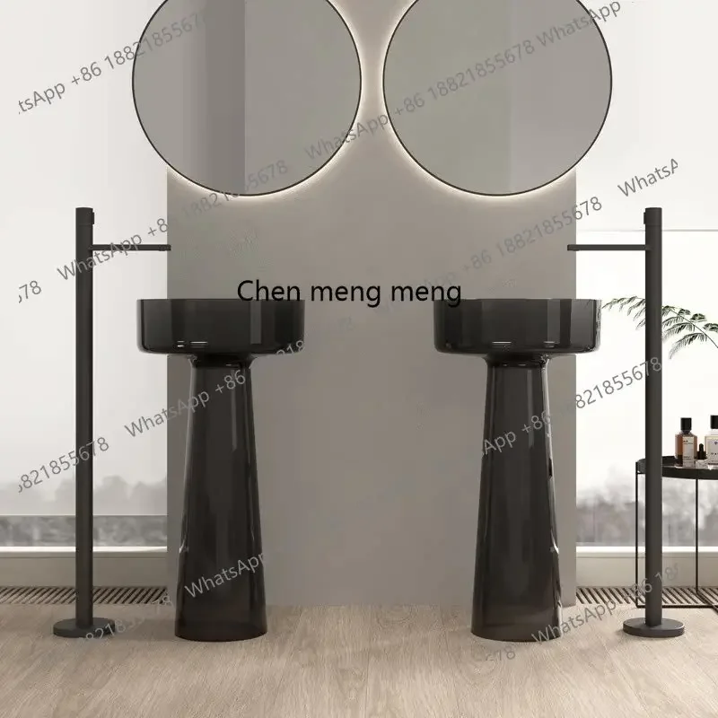 zq10 Integrated floor-to-ceiling wash basin Color transparent column basin Resin hotel wash table customization