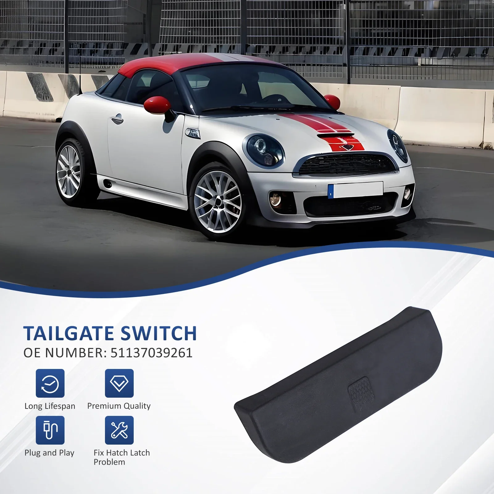

51137039261 51717039261 New Rear Trunk Switch Rubber Cover Lid Pad Handle For Mini Coupe R58 2011-2015 Mini Hatch R56 2006-2014