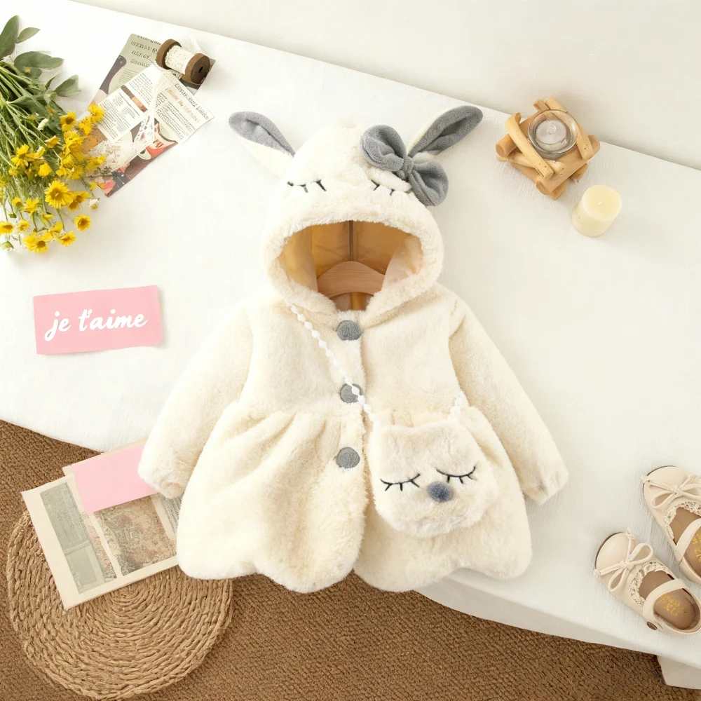 Baby Mädchen Mantel Herbst/Winter Einfarbig Langohr Kapuze Mädchen Jacke Niedliche Und Warme Baby Mädchen Jacke Top Baby mädchen Kleidung