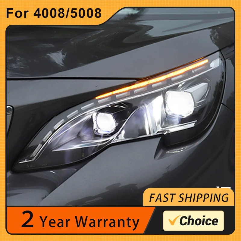 

Car Lights For Peugeot 4008 5008 2017-2021 LED Auto Headlights Upgrade High Configure DRL Lease Projector Lens Accessories Lamp