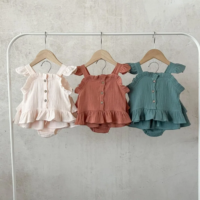 New Born Baby Girl Europe Style Sleeveless Cotton + Short Pants Clothing Sets Summer Baby Cute Vest Sets Infant Clothes