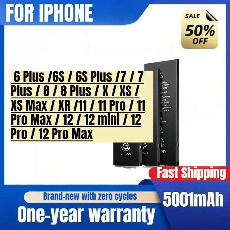 For IPhone  Mobile Phone Batteries 11/13/14/ 7p12/6/6splus/8/8p/pro/x  Real High Capacity Replacement Bateria Warranty One Year