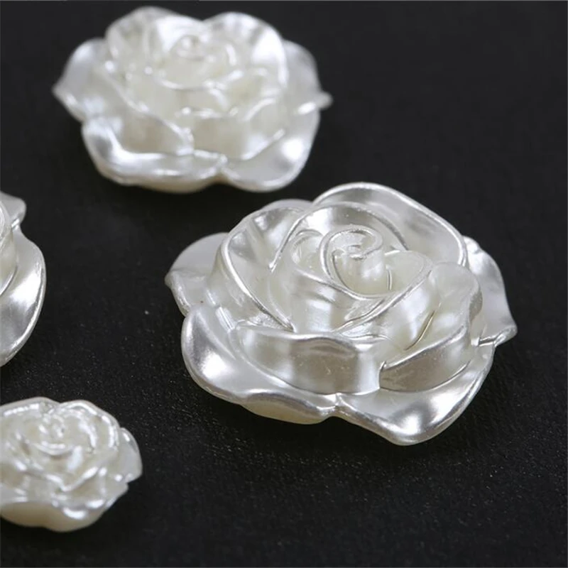 10pcs/lot new creative ABS Imitation pearl resin rose flower charm connectors for diy phone case hair jewelry making accessories