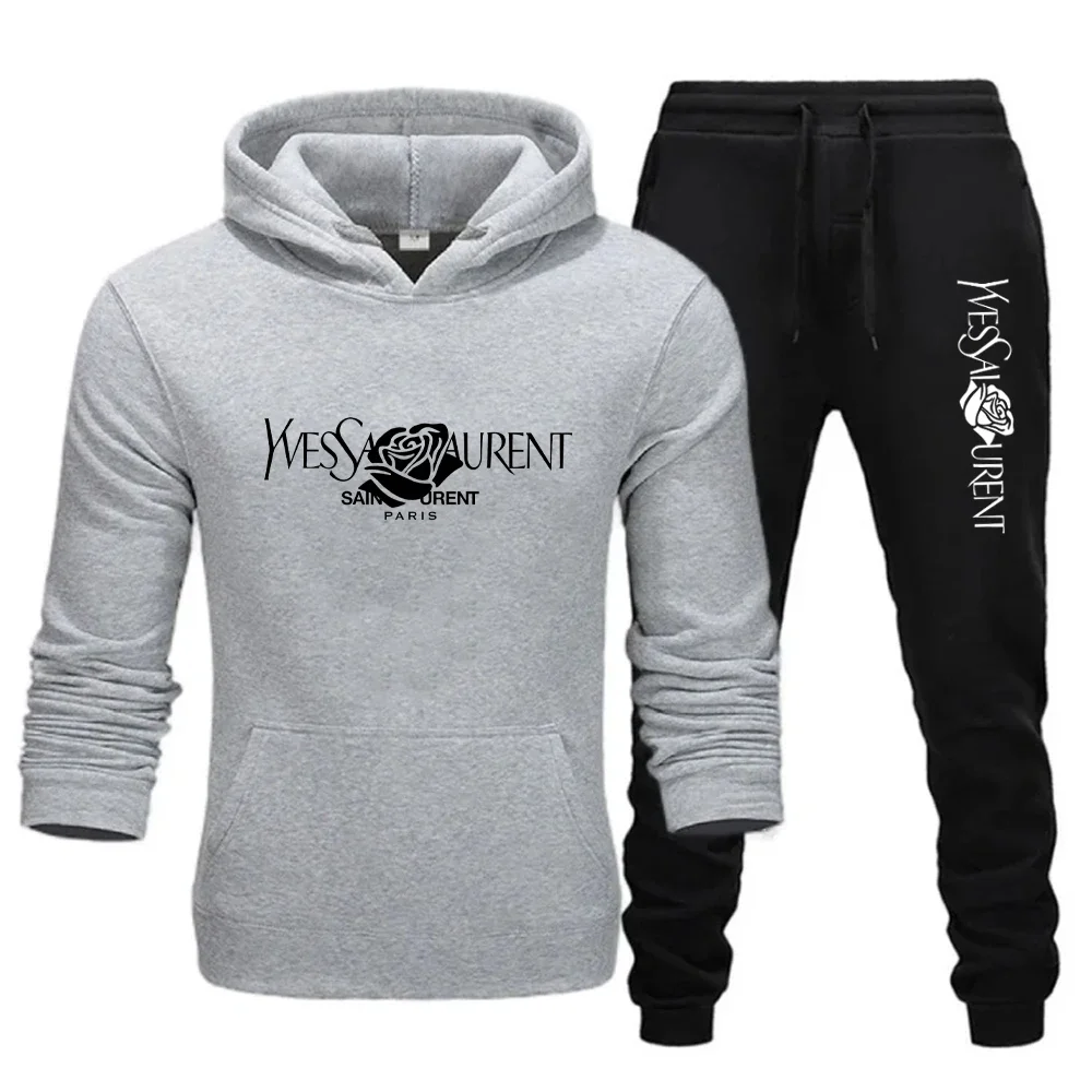Trainingspakbroek voor heren Casual hoodies + lange broek 2-delige set Modeprint Outdoorkleding Sportjoggingkleding