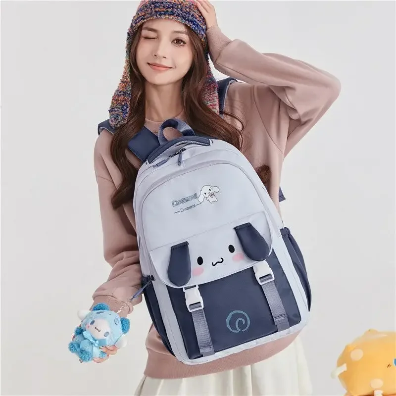 Mochila Sanrio Melody de grande capacidade, estilo feminino Ins, estudante bonito dos desenhos animados coreanos, mochila leve de cachorro pendurado Jade