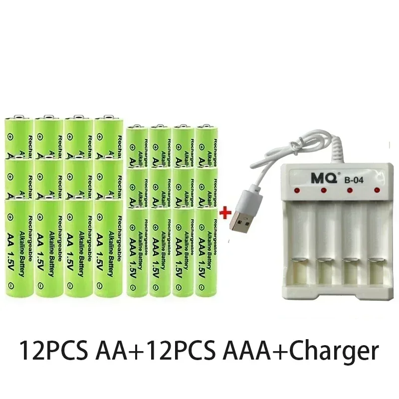 AA +AAA Battery New 1.5VRechargeableBattery AA3800MAH AAA3000MAH with Charger for LED Flashlightorelectronicdevices