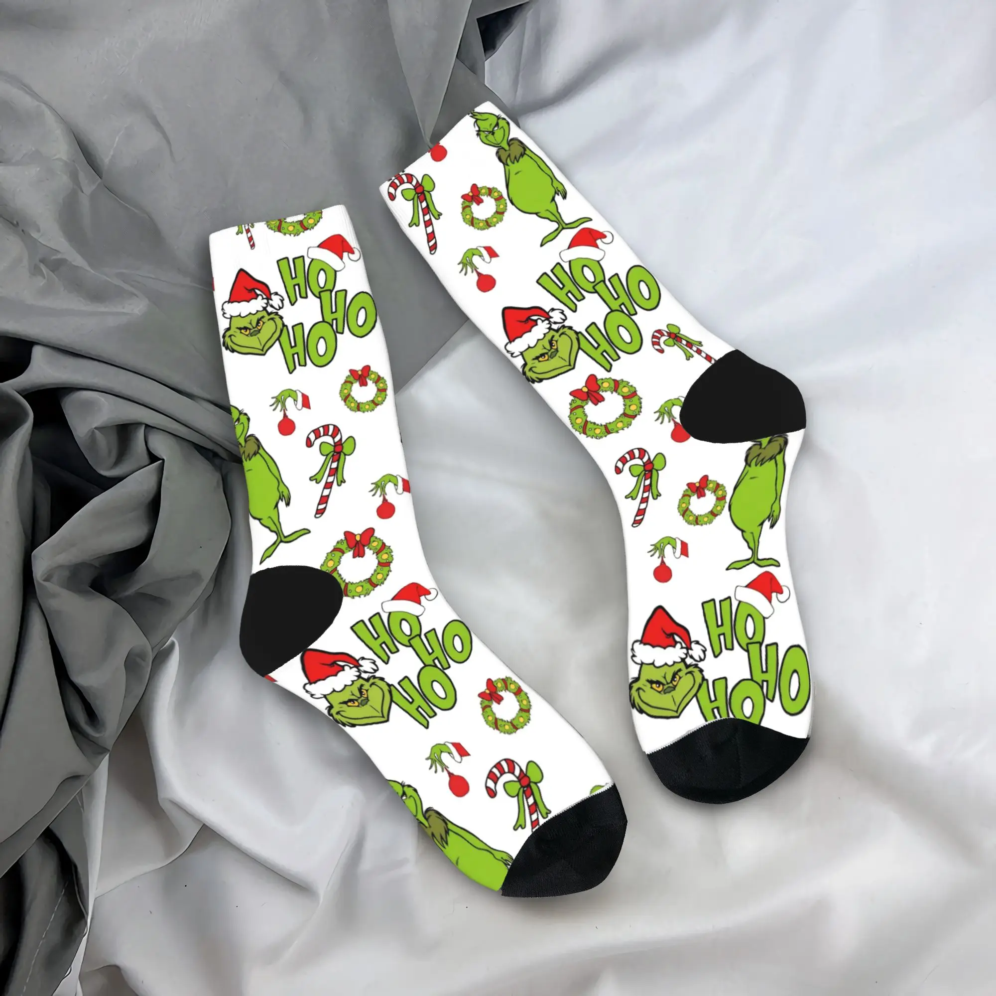 

Christmas Green G-GrinC-chs-S Socks Fashion Stockings Winter Anti Skid Women Men Socks Medium Soft Design Running Socks