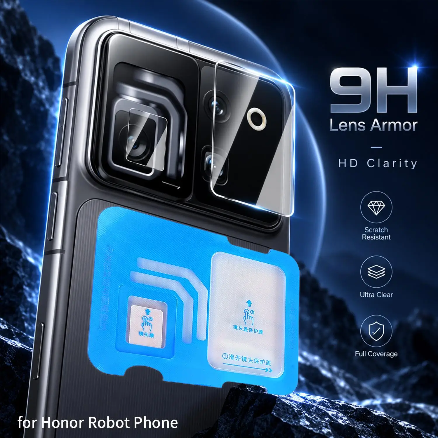 Dust Free Auto Installation Kit Back Camera Lens Tempered Glass Films For Honor Robot Phone Rear Camera Protectors HD Clear Film