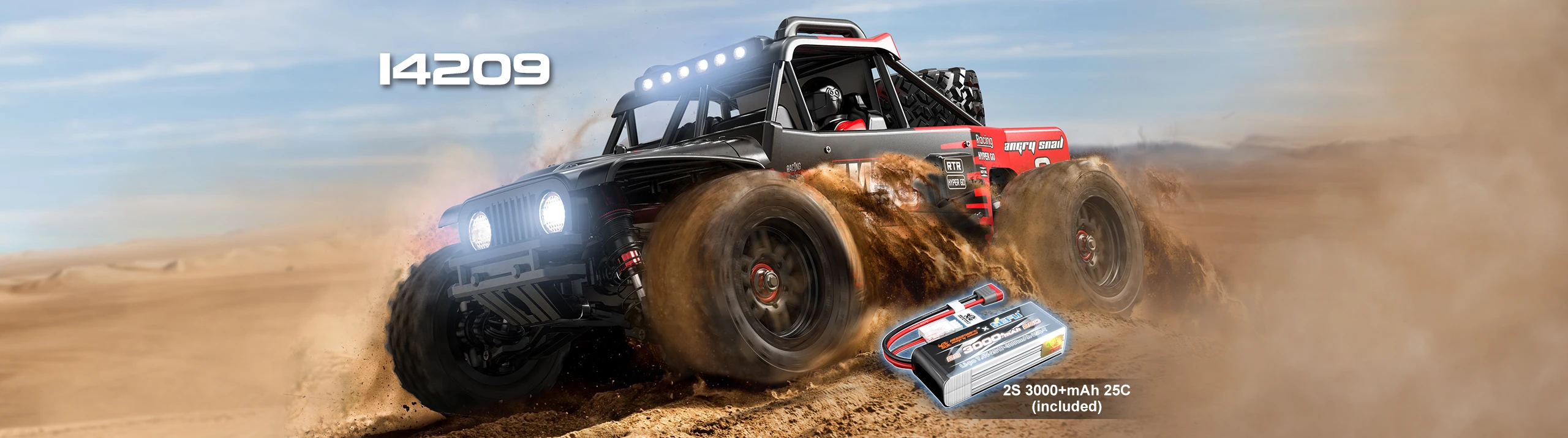 Ruote MJX Hyper Go 14209/14210 Fuoristrada – Gomme Pre-incollate 4 Pezzi – Ricambio 14300D1
