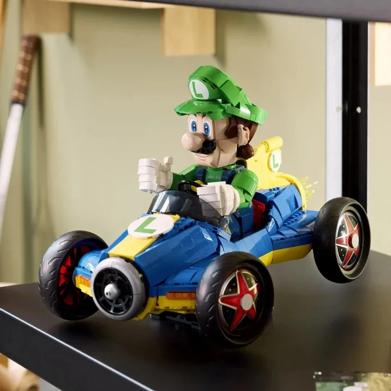 2026 Moc Super Mali Racing Luigi Car Set - Voiture de course bleue pour enfants, personnages préférés
