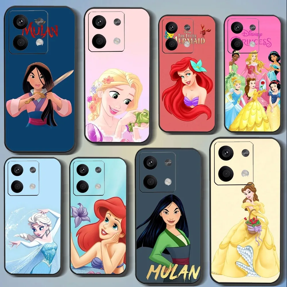 D-disney P-princess Phone Case For Xiaomi 11 Redmi Note 11 5G 8T 9A 9 10T Note8Pro Note9 12SUltra Black Case