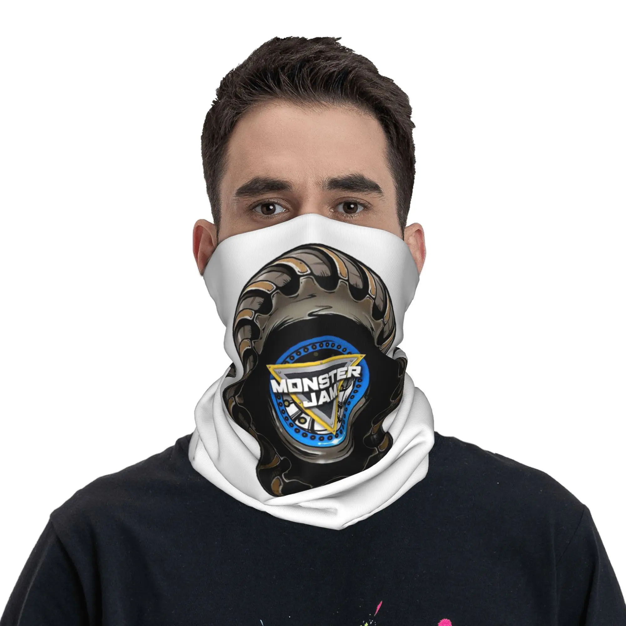 클래식 몬스터 잼 트럭 패턴 두건의 목 각반 인쇄 된 얼굴 스카프 다용도 얼굴 마스크 남성 여성을위한 야외 스포츠 성인