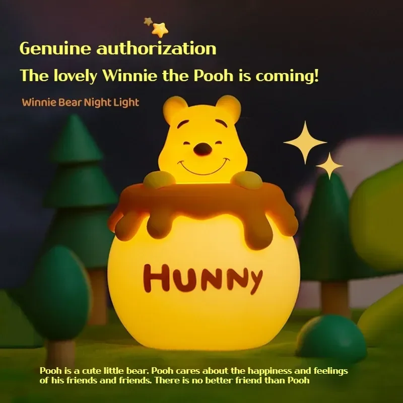 Disney Winnie The Pooh Bee Jar Shape Creative Cute Night Light Silicone Material Soft Light Eye Protection Kids Christmas Gifts