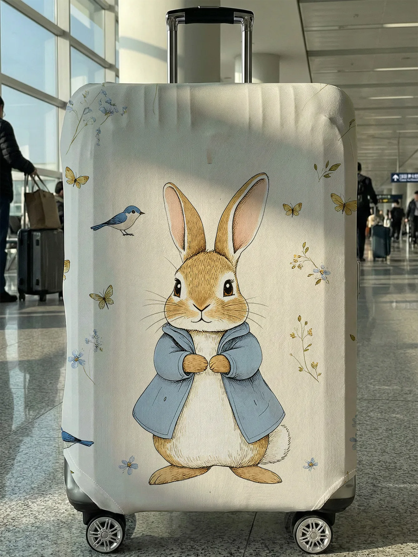 

Чехол для багажа с принтом Питера Рэббита, птиц и цветов, подходит для чемоданов 18-32 дюймов, чехол на ручку чемодана, дорожные аксессуары