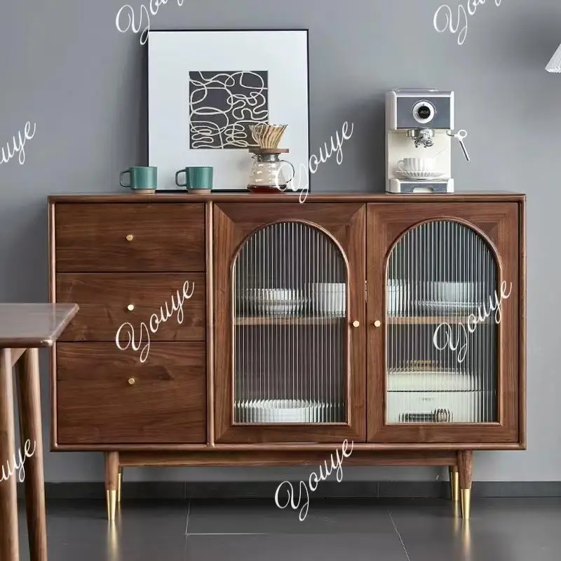 

Retro solid wood dining side cabinet, modern simple living room wine cabinet, antique kitchen locker storage integration