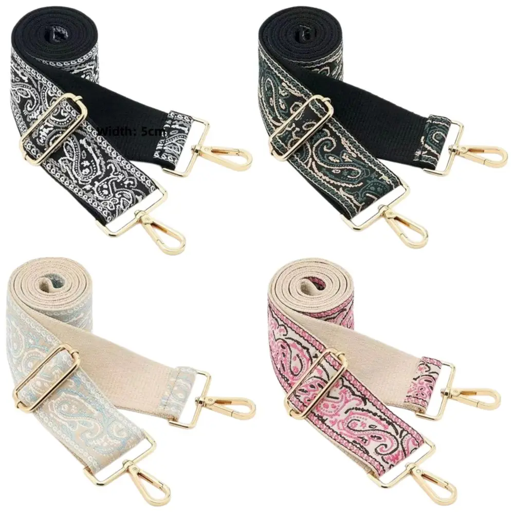 New Bohemian Style Bag Straps 5cm Width Pink Black Blue Hangbag Straps Up to 120cm Polyester Wide Shoulder Strap for Women Girls