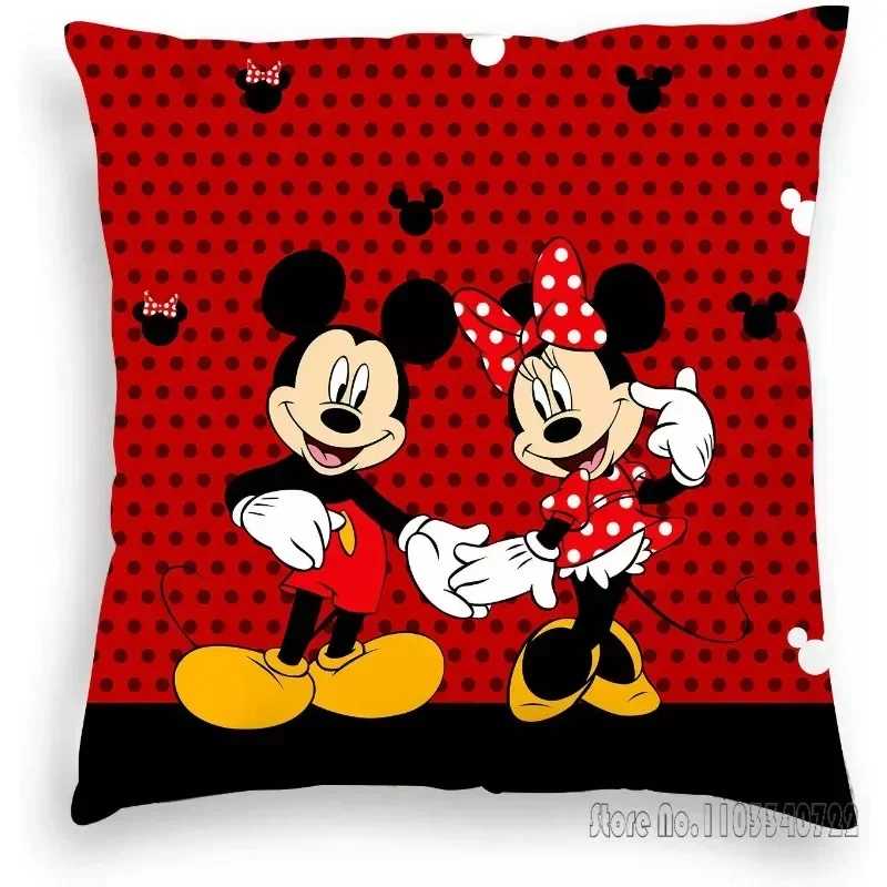 Disney Cartoon Mickey Mouse Minnie Anime Cushion Cover Plush Pillowcase Pillow Case Sofa Car Home Decor 45x45cm Kids Gift