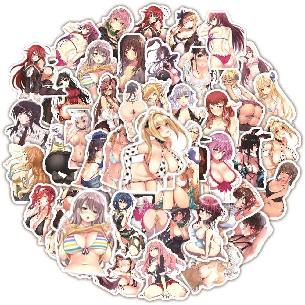 50Pcs Anime Hentai Sexy Girl Waifu Stickers Decals for Luggage Laptop Phone Motorcycle Car Sticker Waterproof Girls Toys