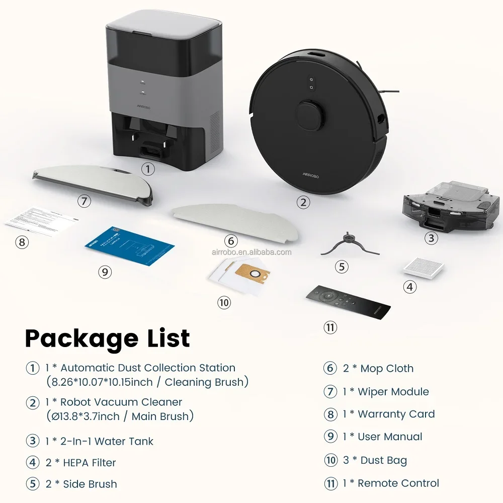 AIRROBO T20 Robot Vacuum Cleaner 2800pa Suction Self Emptying Auto Recharger Robot Sweeping Water Mop Cleaner
