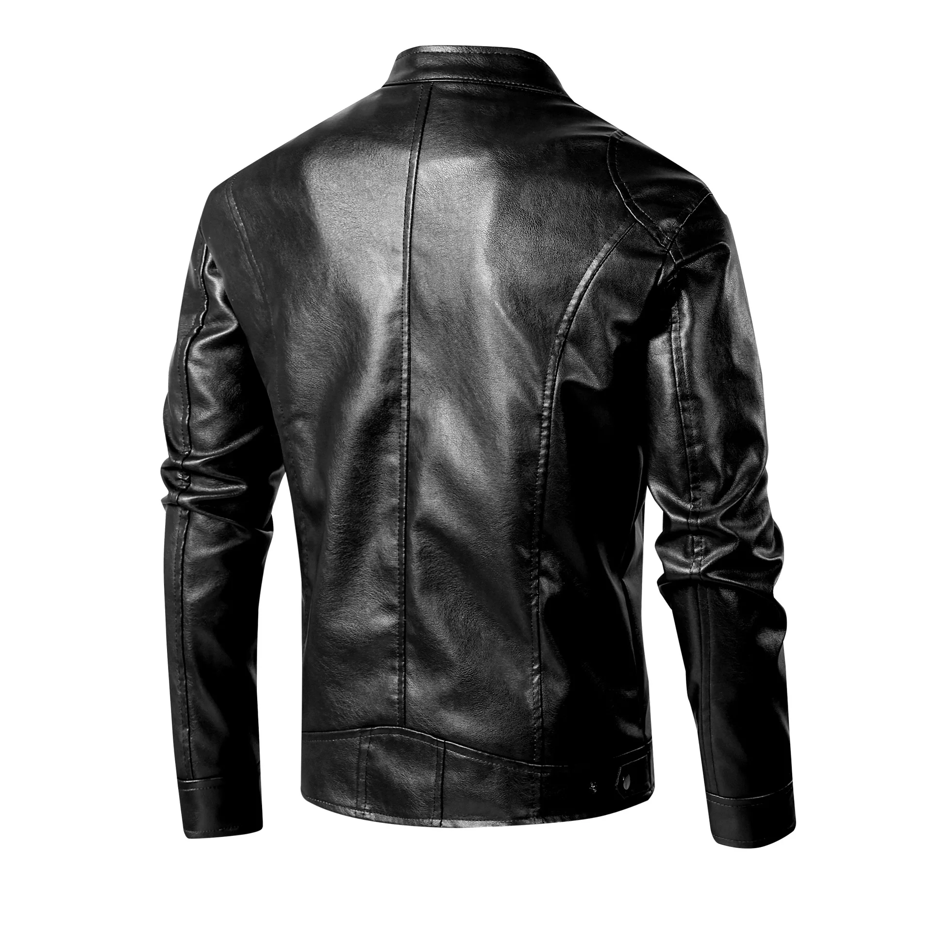 Spring and Autumn New Leather Jackets Men Stand Collar Motorcycle Outwear Male Slim Fit Casual Leather Jacket Moto Biker Coats