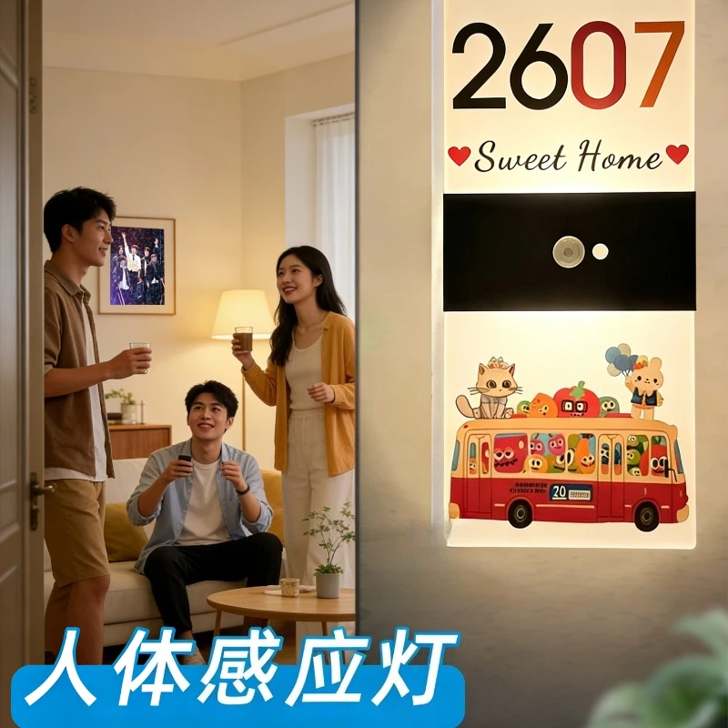 

Advanced sense light luxury creative house number plate household cartoon luminous