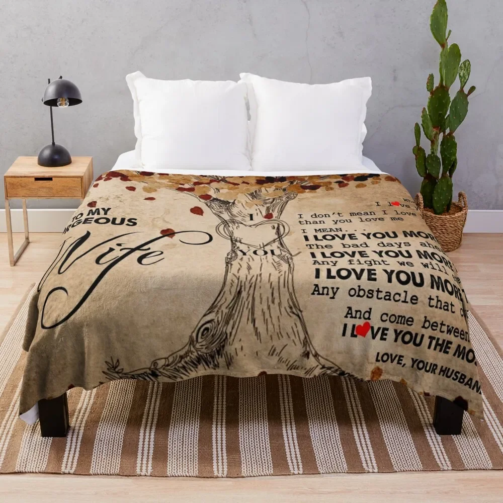 

To My Gorgeous Wife I Love You More Than, Valentine Gift For Wife Throw Blanket Polar Decorative Beds Blankets