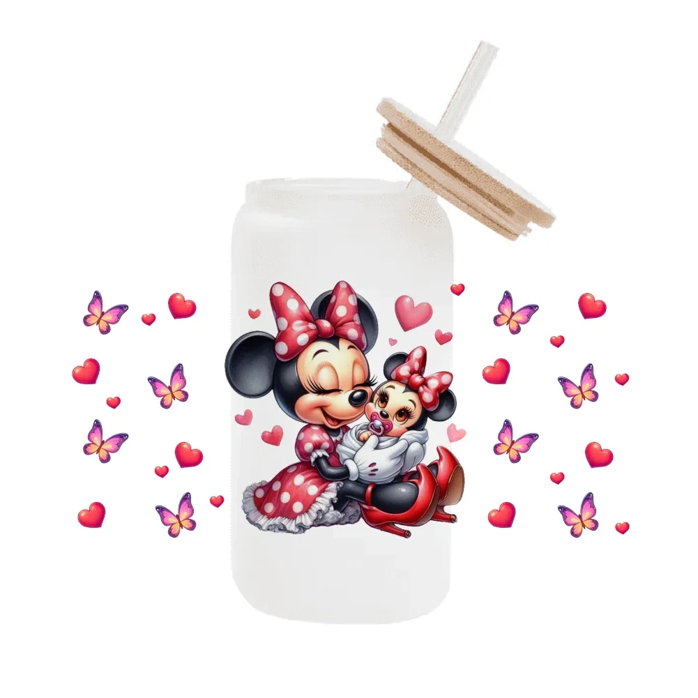 Disney Mickey The Lion King Mama and me  For Libbey 16oz Can Glass 3D Waterproof UV DTF Coffee Can Wrap Libbey Glass Wrap