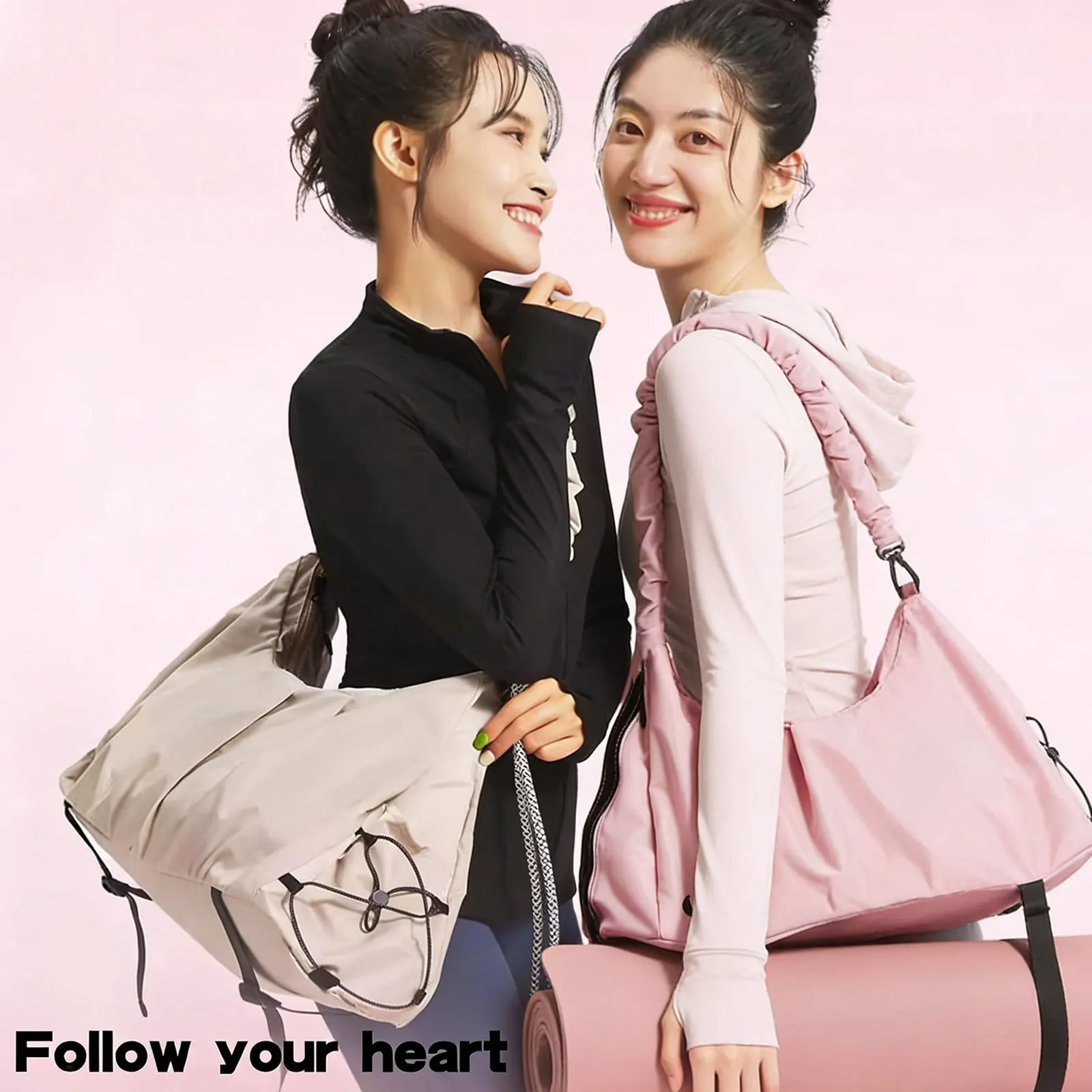 

Sports Duffel Gym Bag for Women Waterproof Nylon Shoulder Tote Multifunction for Yoga Swim Fitness