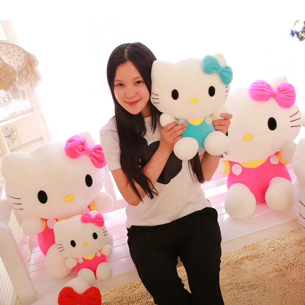 Juguete de peluche de Hello Kitty, muñeco de peluche Sanrio Kawaii, animales de peluche, cojín suave lindo, almohada para sofá, decoración del