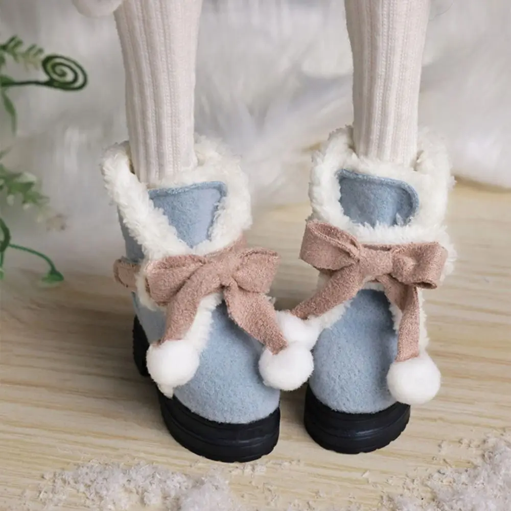 1 paio di stivali invernali per bambole Bjd 1/4 alti con tacco alto soffici 1/4 scarpe in peluche per bambole Bjd GSC Bowknot 40 cm stivali per bambole in cotone