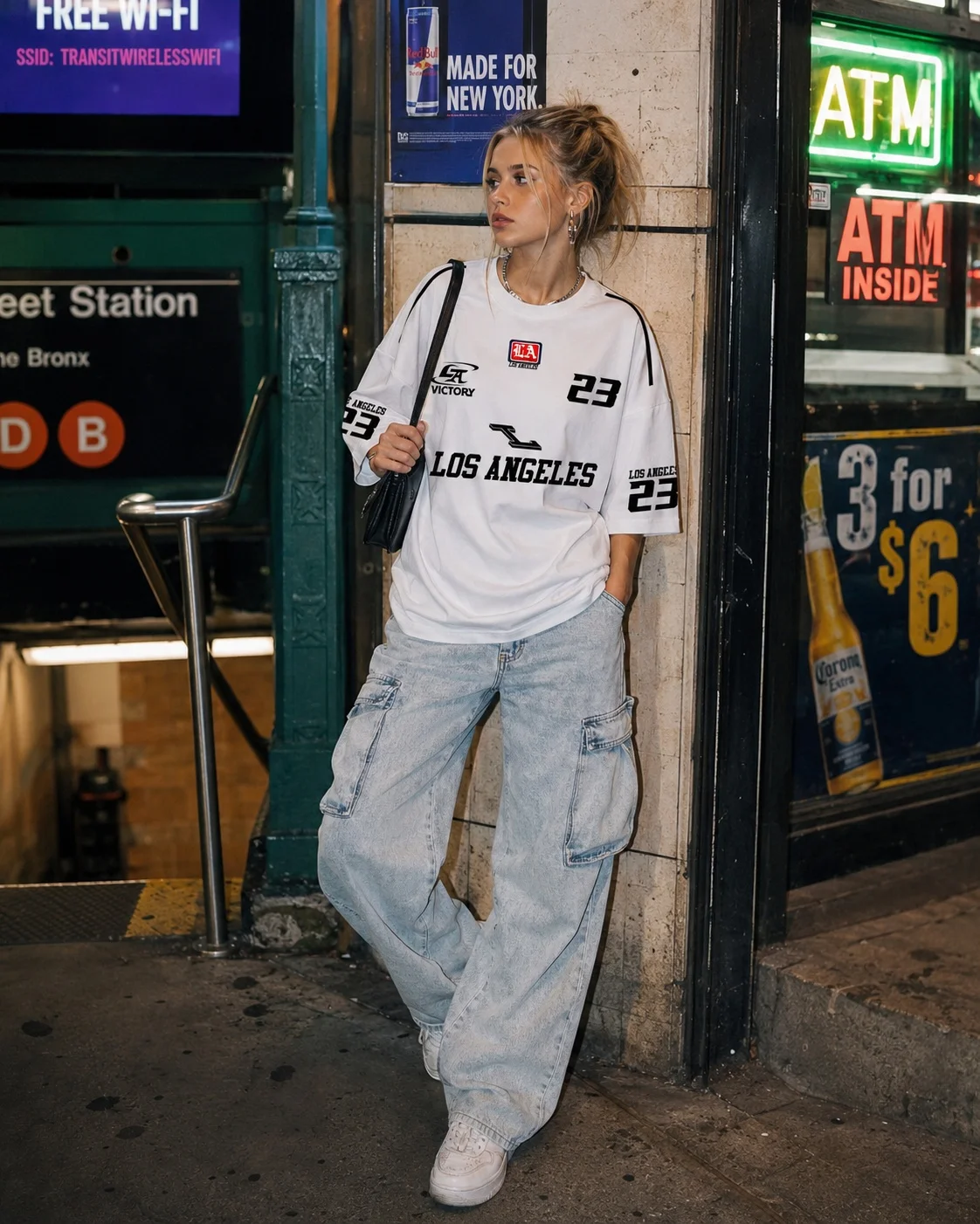 Women's  Summer T‑shirt Crew Neck Short Sleeve Los Angeles 23 Print Loose Oversized Sporty Hip Hop Y2K Streetwear Casual Tops